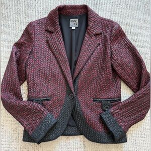 Annie Kuan Red & Black Textured Blazer